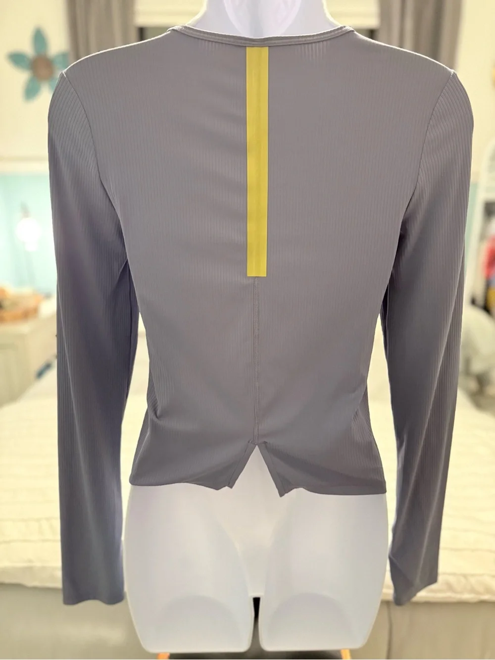 Nike Long-Sleeve Crew Top — Light Lavender with Yellow Swoosh